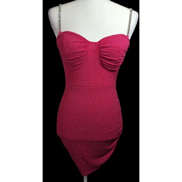 Windsor Raise A Glass Pink Glitter Mini Dress With Rhinestone Straps - Picture 1 of 13